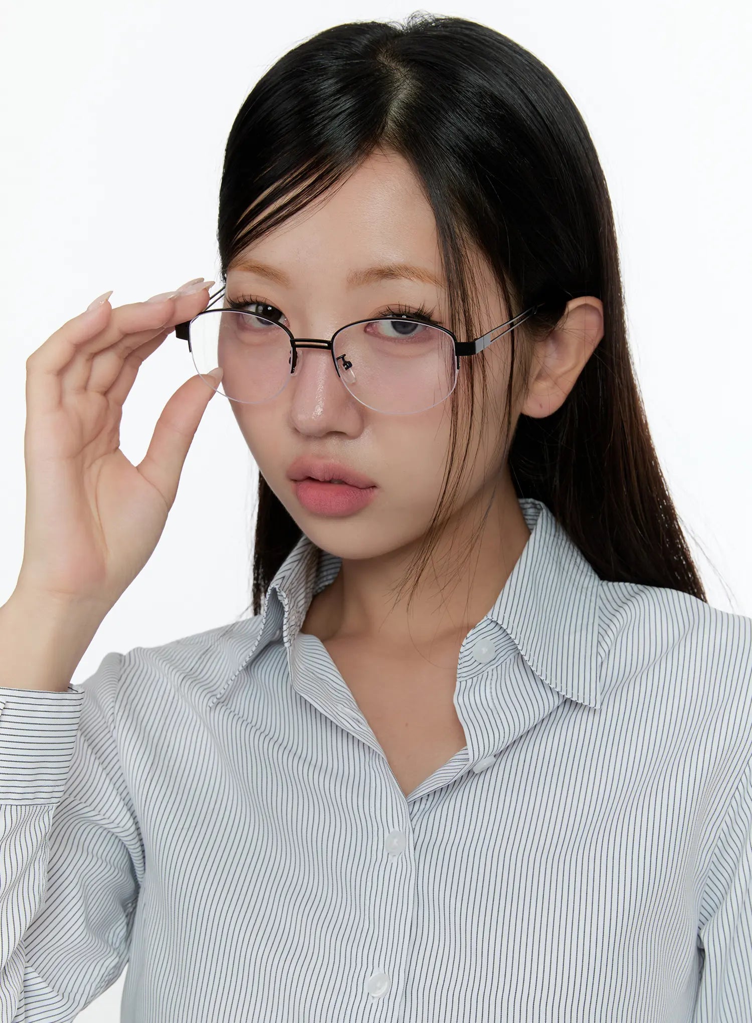 Stylowe minimalistyczne okulary mody z podwójną oprawą CS518