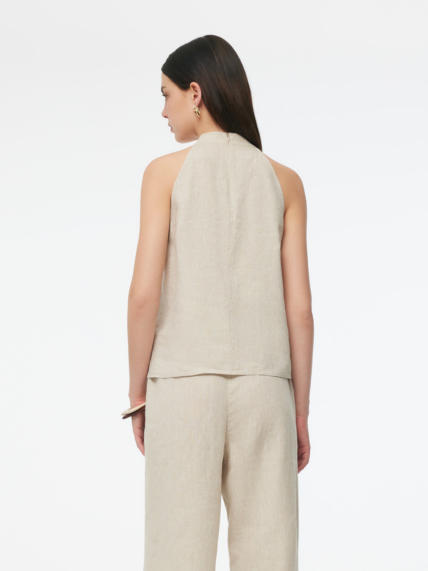 100% Lniana Damska Bluzka Halter