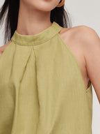 100% Lniana Damska Bluzka Halter