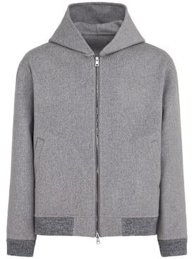 The Core | Hoodie z mieszanki wełny z zamkiem błyskawicznym i kapturem