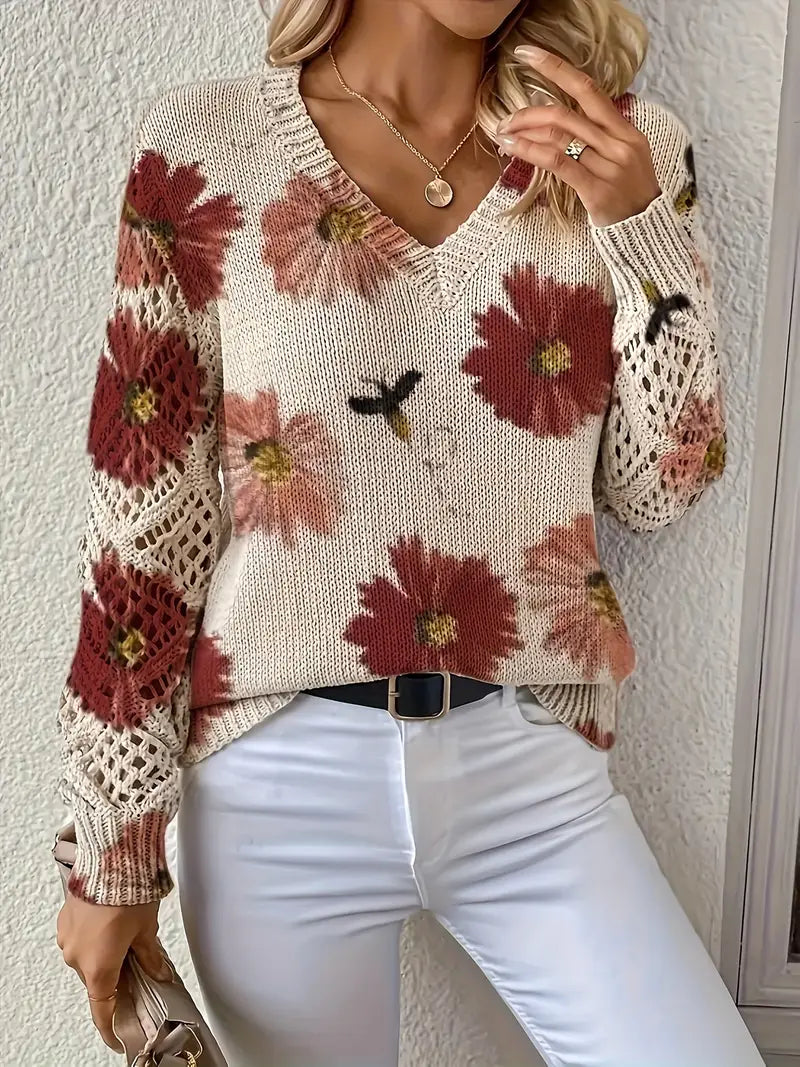 Tatyana Stylowa Sweter z Dekoltem w Serek