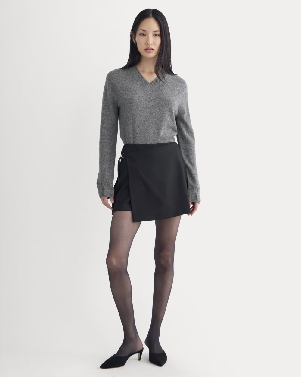 Mini Spódnica Wrap w Tkaninie Tailor Twill | Czarna