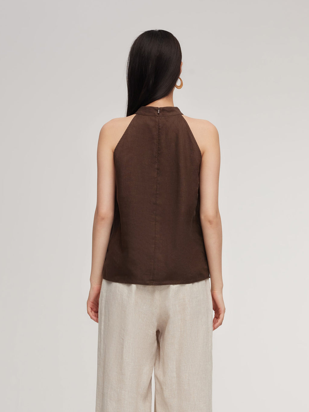 100% Lniana Damska Bluzka Halter