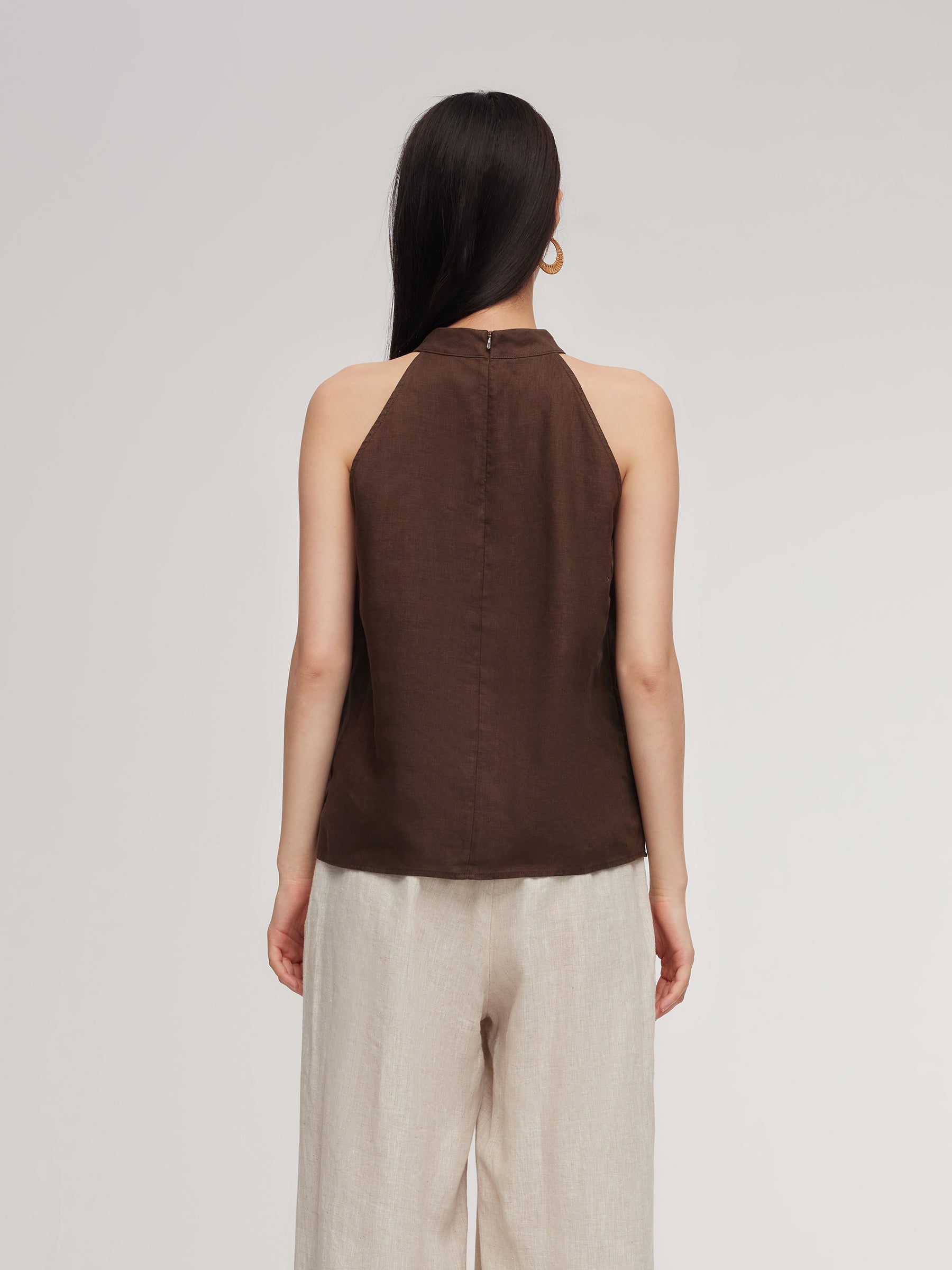100% Lniana Damska Bluzka Halter