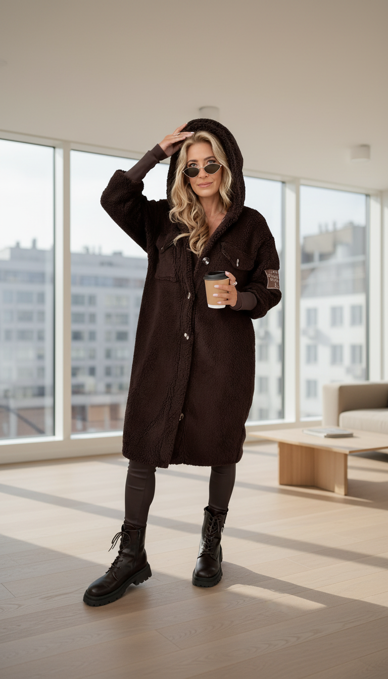 Arvessa | Luźny i elegancki płaszcz z kapturem