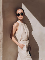 100% Lniana Damska Bluzka Halter