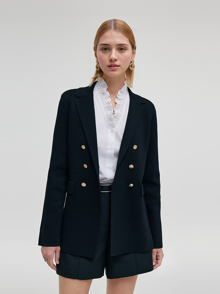 Damski sweter blazer z rozciągliwym kołnierzem
