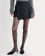 Mini Spódnica Wrap w Tkaninie Tailor Twill | Czarna