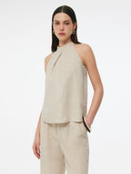 100% Lniana Damska Bluzka Halter