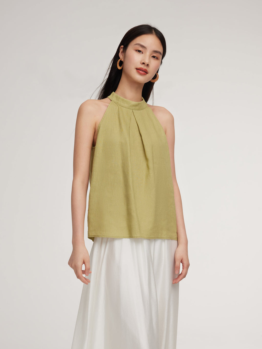 100% Lniana Damska Bluzka Halter