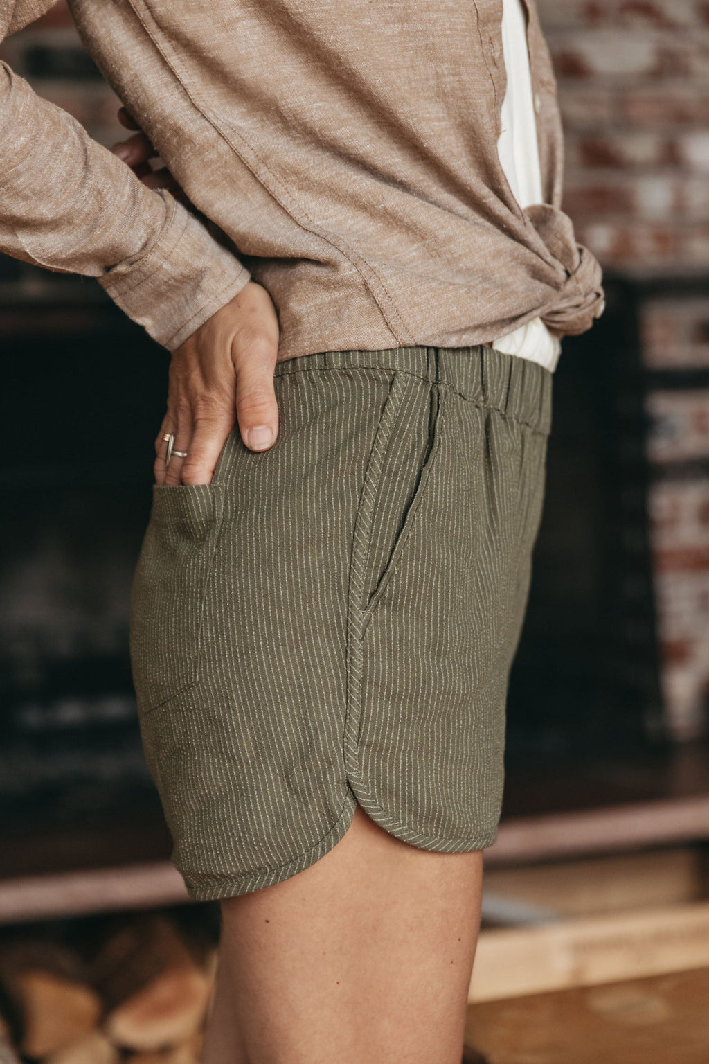 Luca Track Short / Oliwkowy w paski