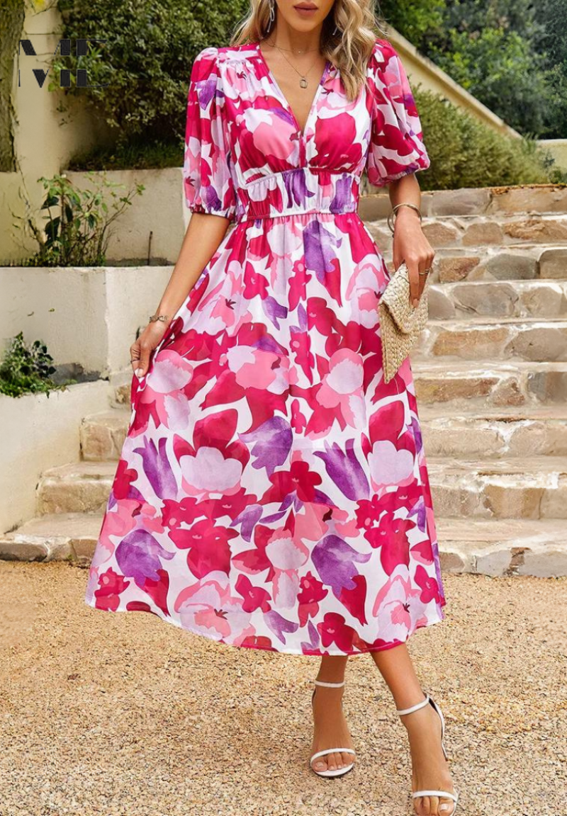 Elegancka Sukienka Kwiatowa Flore