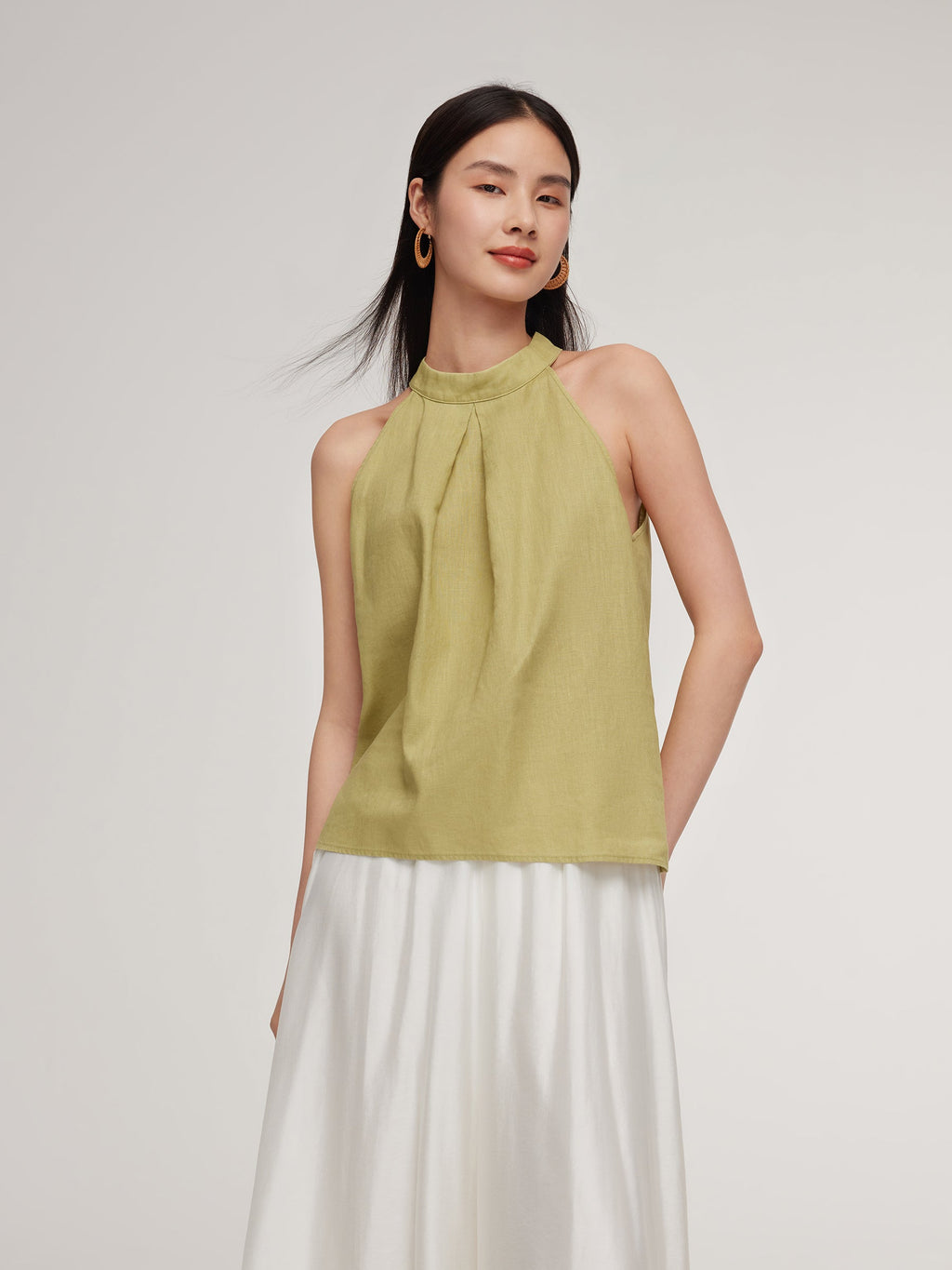 100% Lniana Damska Bluzka Halter