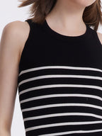 Tank top z dzianiny z paskami z acetatu i bawełny