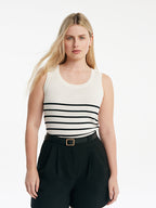Tank top z dzianiny z paskami z acetatu i bawełny