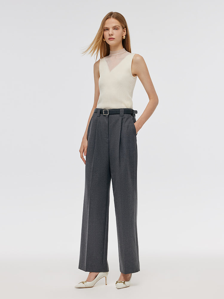 Patchwork Mock Neck Damska Dzianinowa Bluzka Bez Rękawów